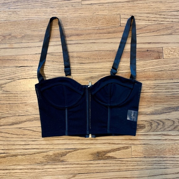 White fox festival bra top Black Sexy Bustier Push Up Mesh Biker XS Gold - Picture 4 of 12